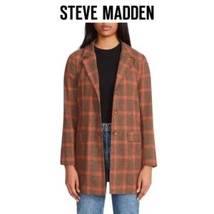 BB Dakota by Steve Madden Academia Plaid Longline Blazer